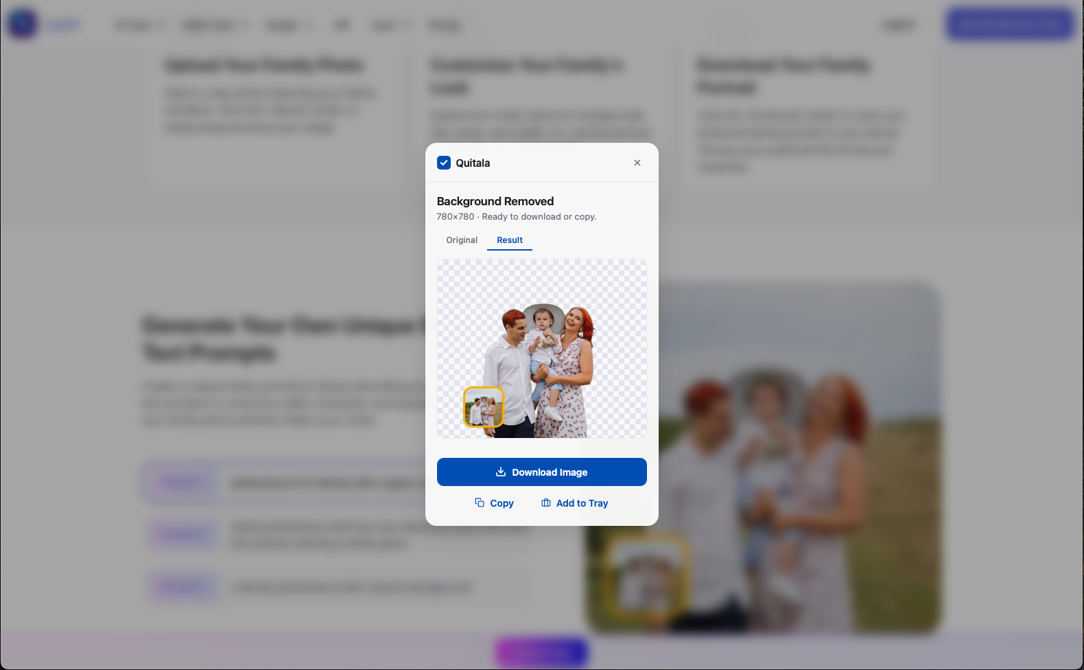 Quitala Extension Mockup
